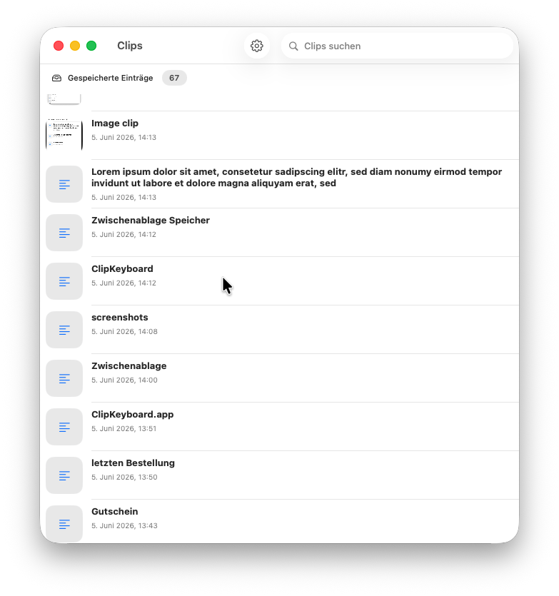 ClipKeyboard Clips Mac